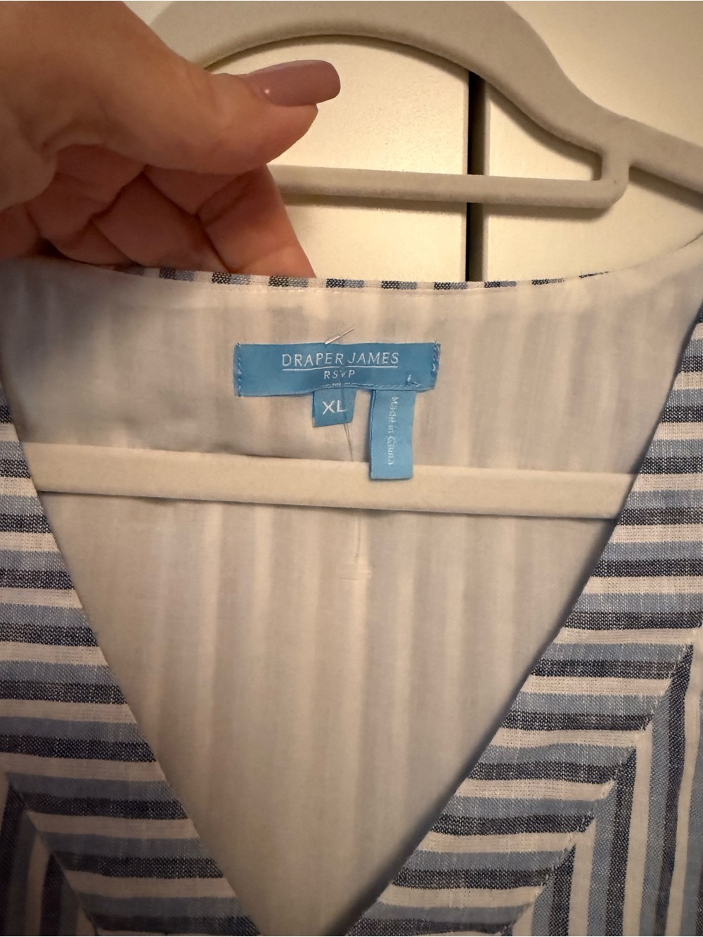 Draper James RSVP Sleeveless Blue and White Striped Knee Length Dress, XL - Picture 2 of 8